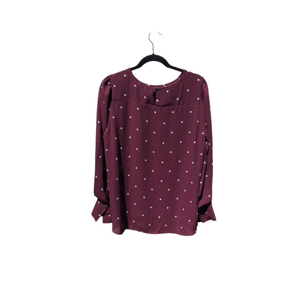 LOFT Burgundy Polka Dot Blouse - Picture 2 of 4